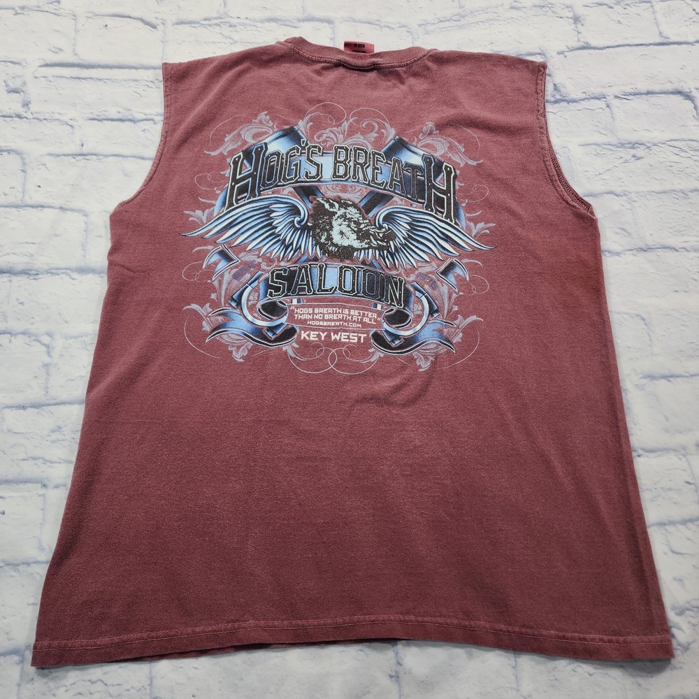 Hog's Breath Saloon Shirt MENS SIZE M Key West Biker T Shirt Sleeveless VINTAGE - Picture 8 of 10